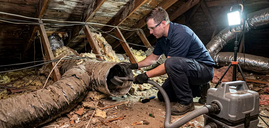 Storm-Damaged Attic Duct Cleaning in Lubbock