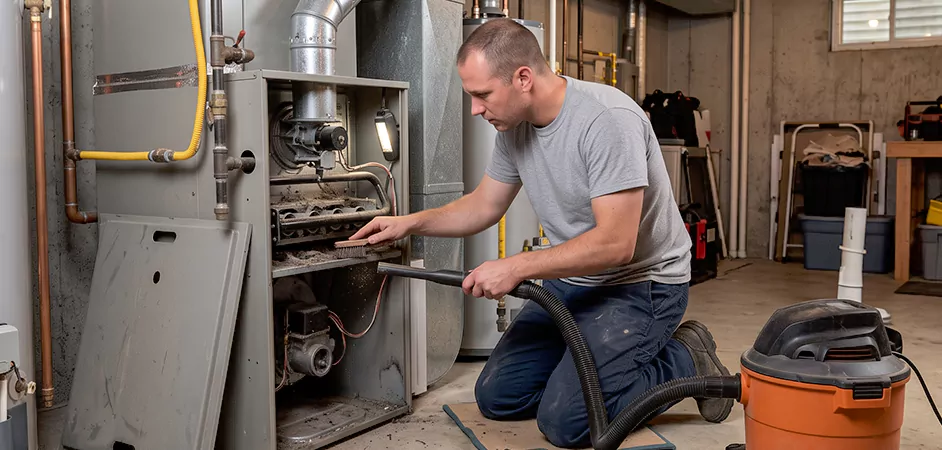 Burner and Heater Compartment Lint Removal in Lubbock
