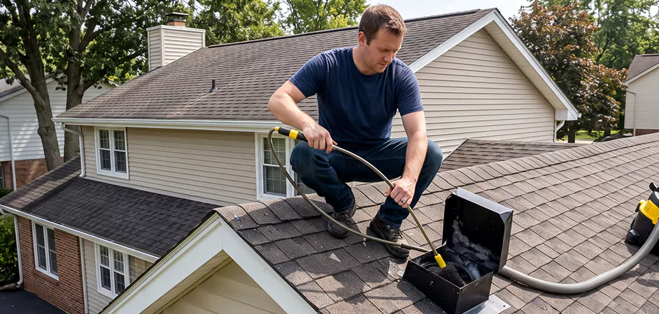 Multi-Story Roof Dryer Vent Cleaning in Lubbock